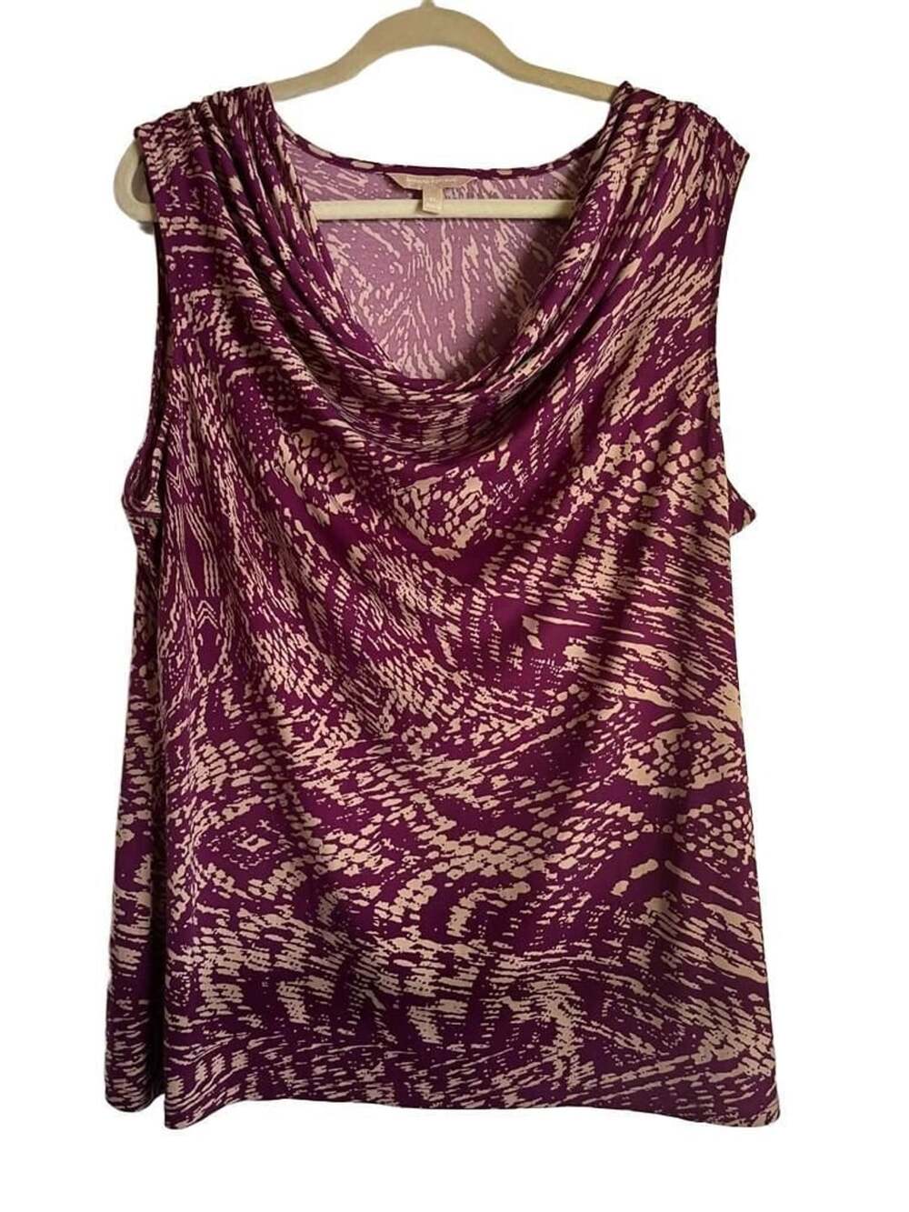 Banana Republic Cowl Neck Sleeveless Top Size XL Purple Patterned